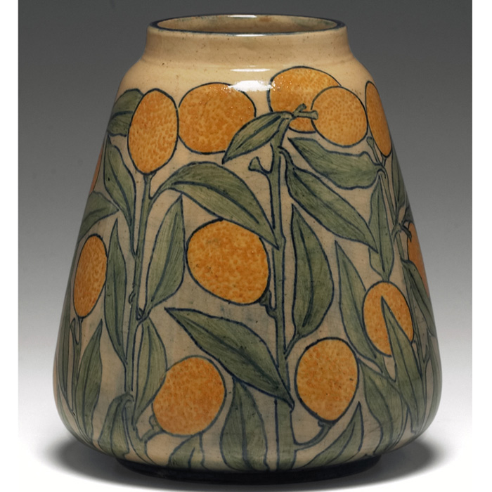 Appraisal: Exquisite Newcomb College vase beautifully painted design of textured lemons