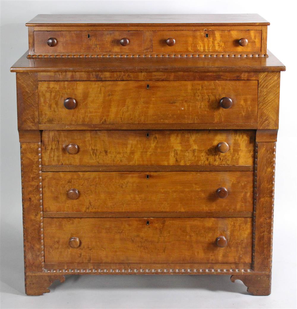 Appraisal: AMERICAN EMPIRE FIGURED WALNUT CHEST OF DRAWERS having a rectangular