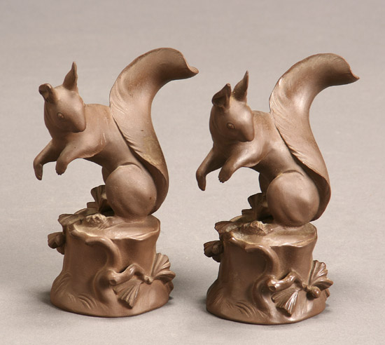 Appraisal: Pair of Meissen B ttger Stoneware Figures of Squirrels Dated