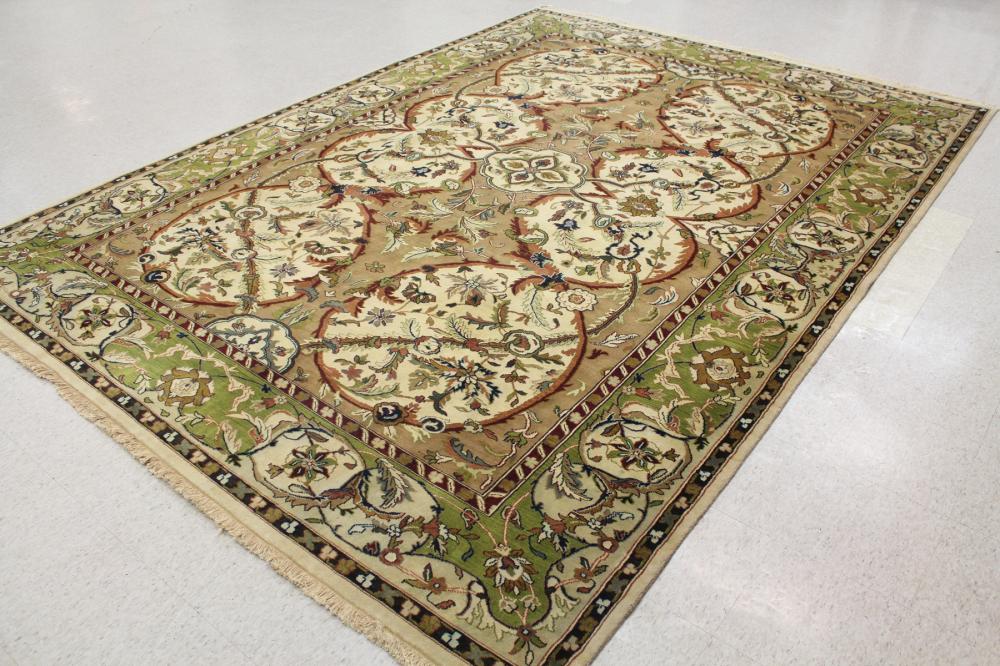 Appraisal: HAND KNOTTED ORIENTAL CARPET Indo-Persian overall floral design on cream