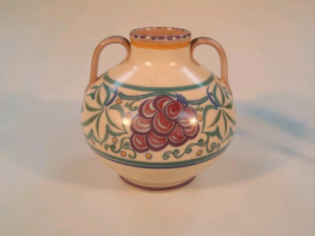 Appraisal: A Carter Stabler Adams Poole terracotta two-handled vase of ovoid