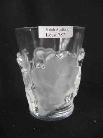 Appraisal: Lalique Crystal Vase frosted leaf decor '' signed excellent