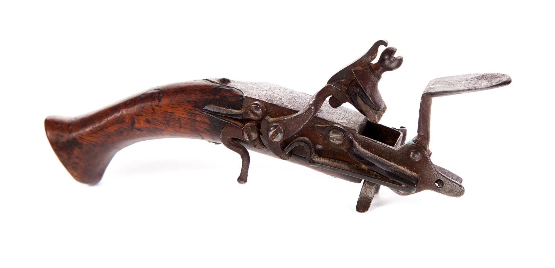 Appraisal: PISTOL GRIP FLINTLOCK TINDER LIGHTER American or English early th