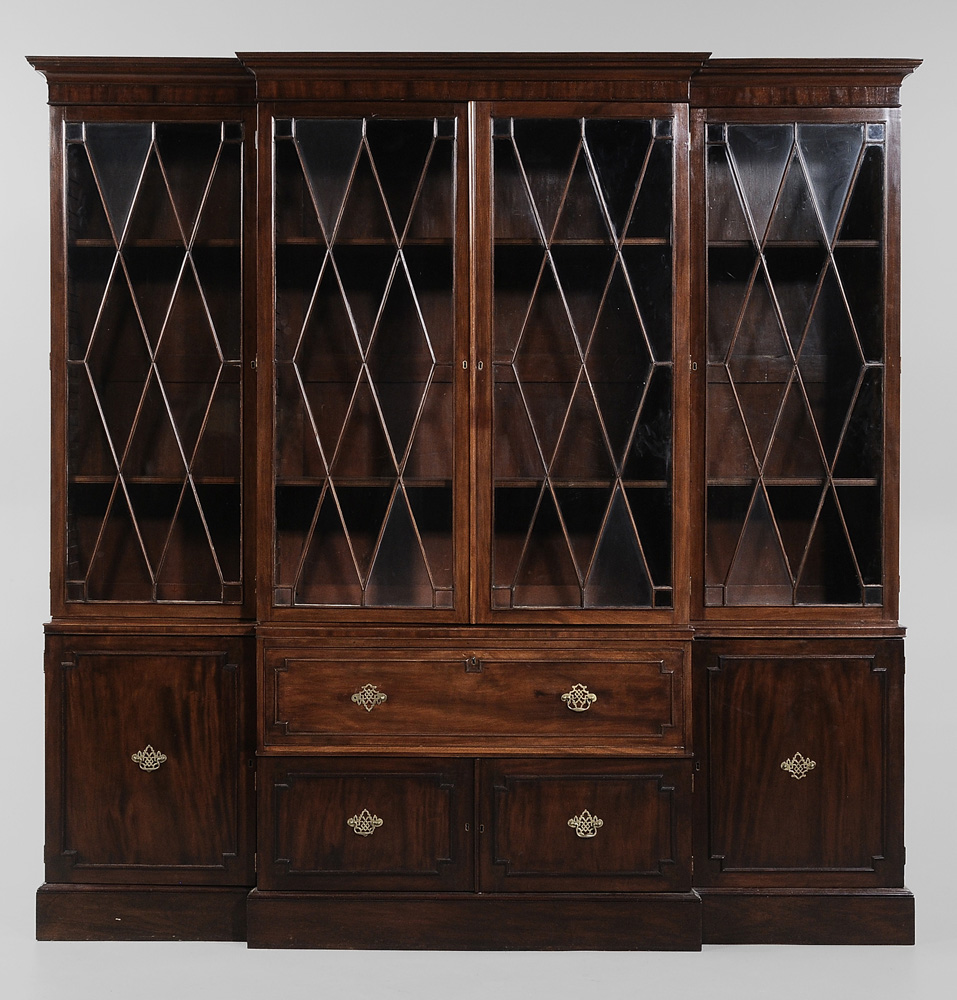 Appraisal: A George III Style Mahogany Breakfront British th century dovetailed