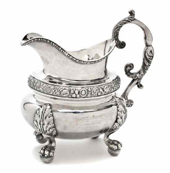 Appraisal: An American Coin Silver Creamer John Wesley Forbes New York