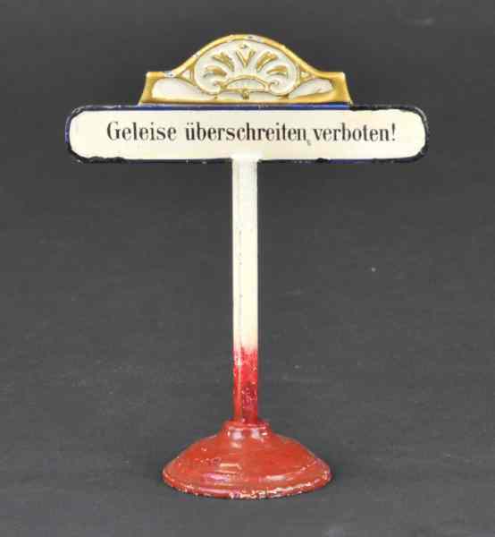 Appraisal: GELEISE UBERSCHREITEN VERBOTEN SIGN Germany embossed tin marquee hand painted