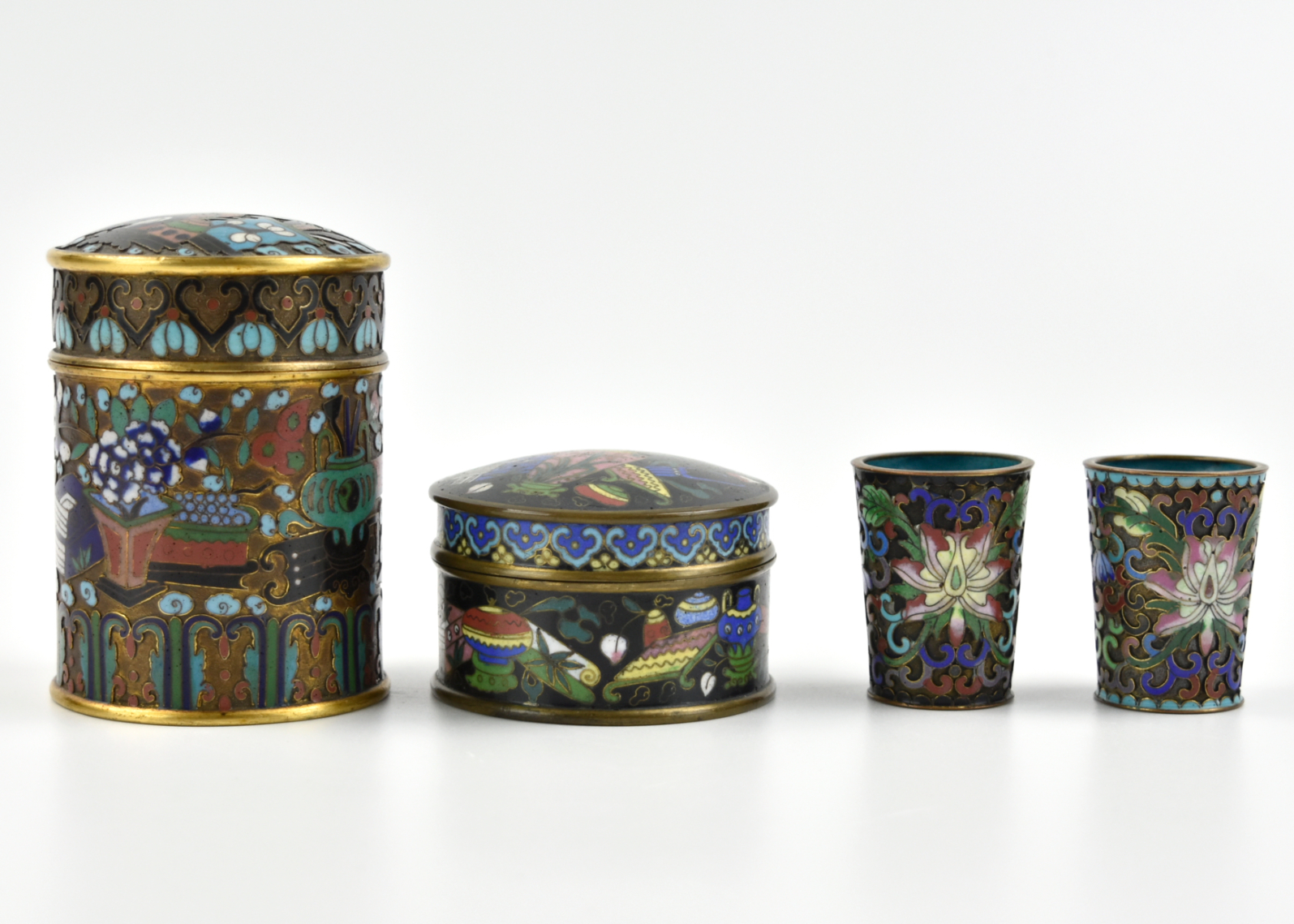 Appraisal: round Chinese ROC Period cloisonne boxes and cup cover and