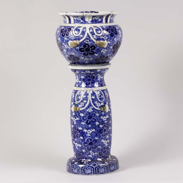 Appraisal: Japanese blue and white porcelain Jardiniere with pedestal with floral