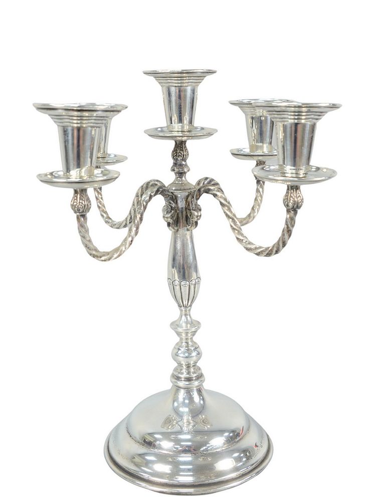 Appraisal: Sterling Silver Five Light Candelabra on round base marked Lafayette