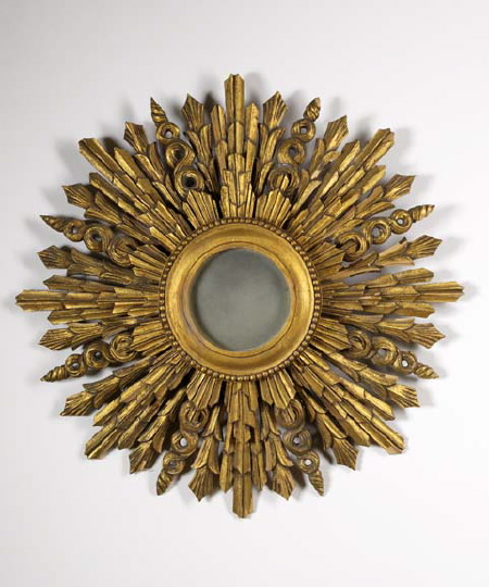 Appraisal: Italian Carved Giltwood Sunburst Looking Glass in the Directoire style