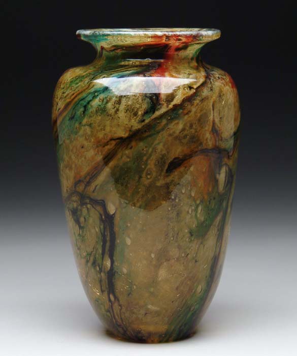 Appraisal: STEUBEN MOSS AGATE VASE Outrageous earthen hues compliment this classic