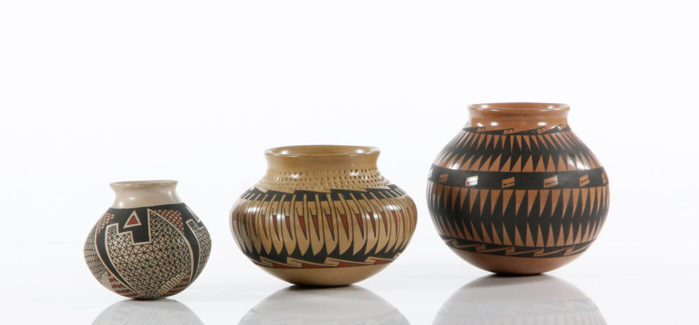 Appraisal: - Mata Ortiz Earthenware Jars Lot of three Mata Ortiz