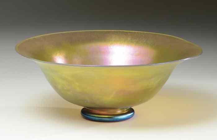 Appraisal: STEUBEN AURENE GOLD IRIDESCENT ART GLASS BOWL with rose and