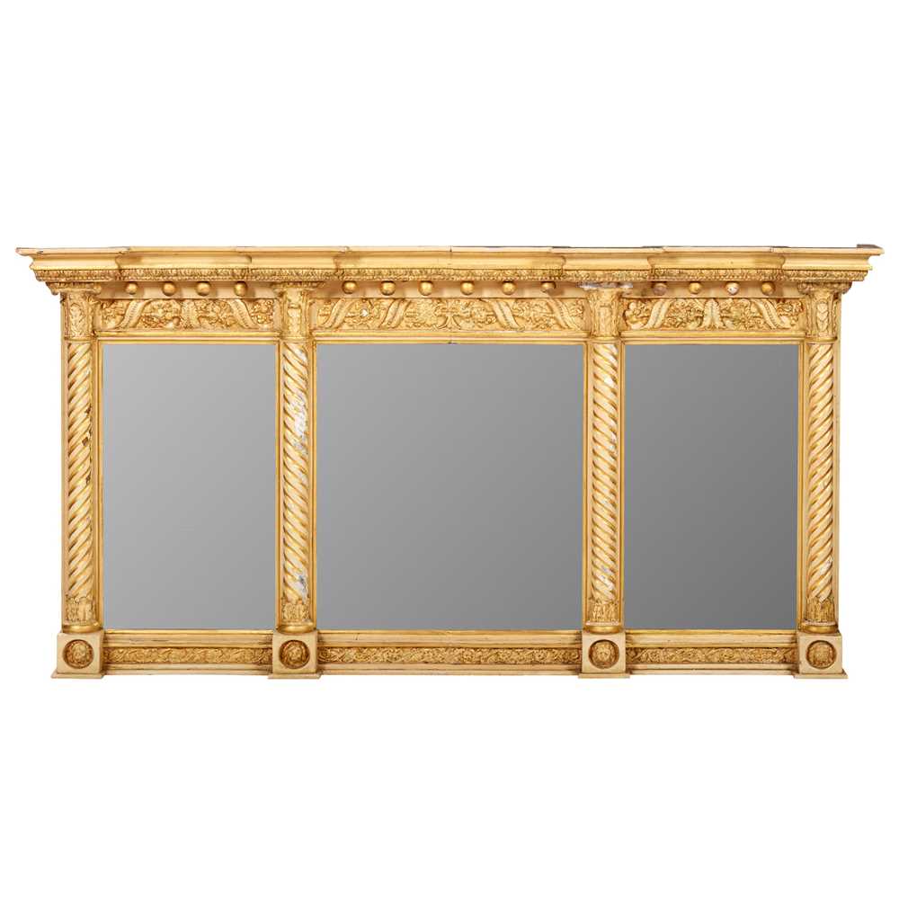 Appraisal: REGENCY CREAM PAINTED AND PARCEL-GILT TRIPTYCH OVERMANTEL MIRROR EARLY TH