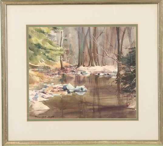 Appraisal: Tinicum Brook March watercolor x sight SLL dated and titled