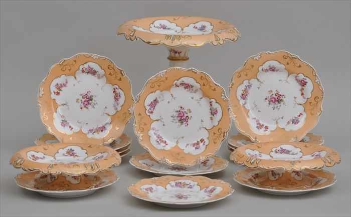 Appraisal: VICTORIAN PORCELAIN PART DESSERT SERVICE With floral sprigs within shaped