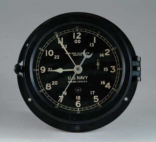 Appraisal: U S NAVY CHELSEA SHIP S CLOCK Black case with