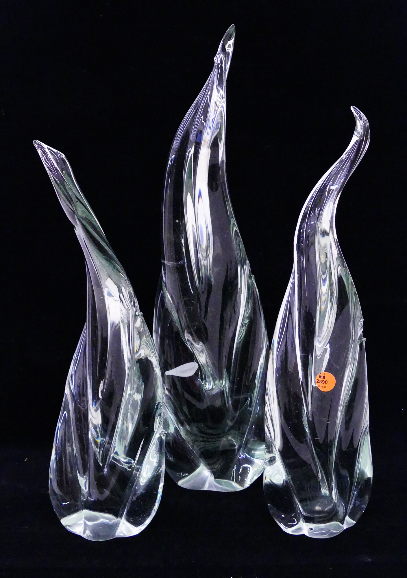 Appraisal: pc Studio Glass Flame Sculptures- '' Largest