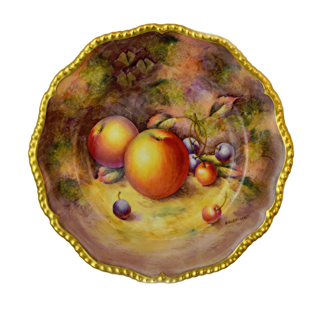 Appraisal: A Royal Worcester plate th century hand painted with fallen