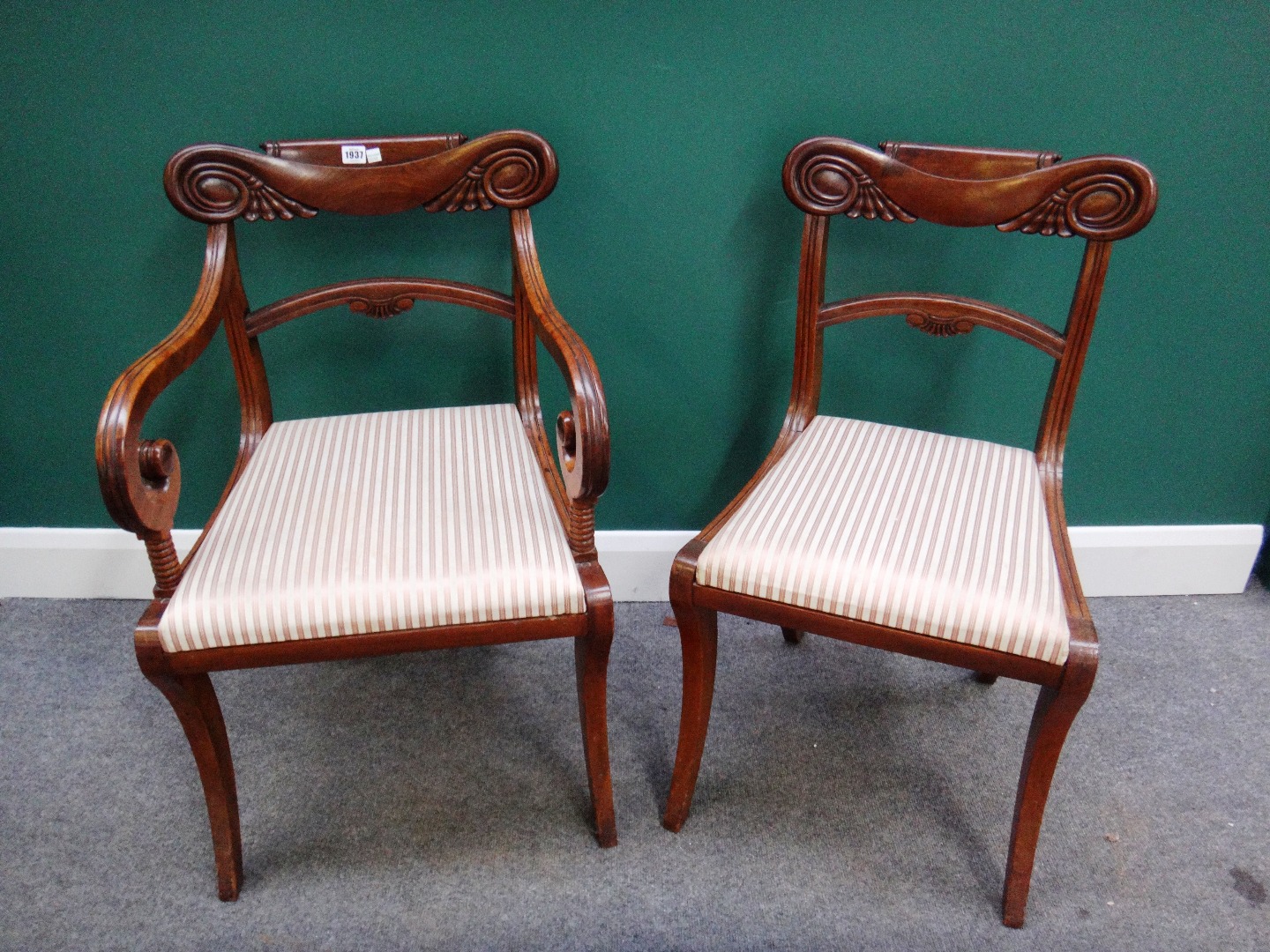 Appraisal: A set of six th century mahogany framed dining chairs