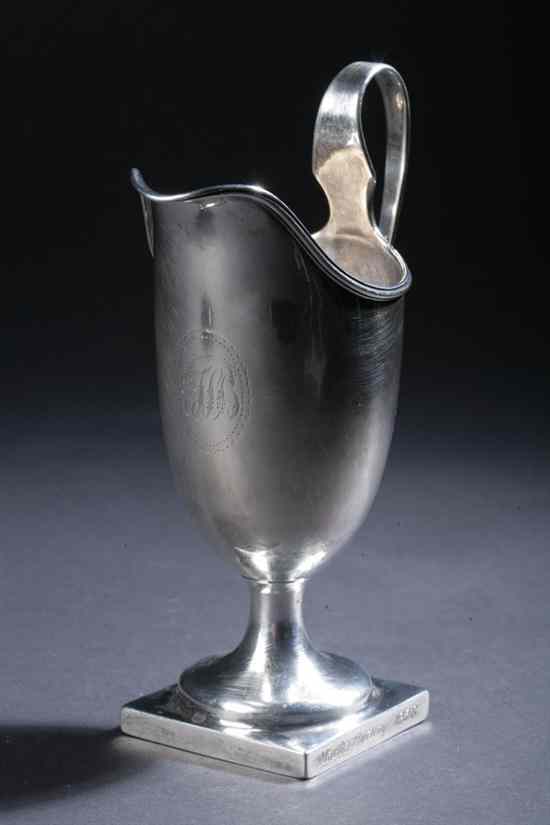 Appraisal: AMERICAN COIN SILVER PEDESTAL CREAMER BY JOHN VERNON NEW YORK