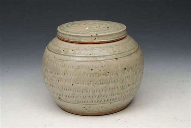 Appraisal: PHIL ROGERS b A stoneware celadon ground ginger jar and