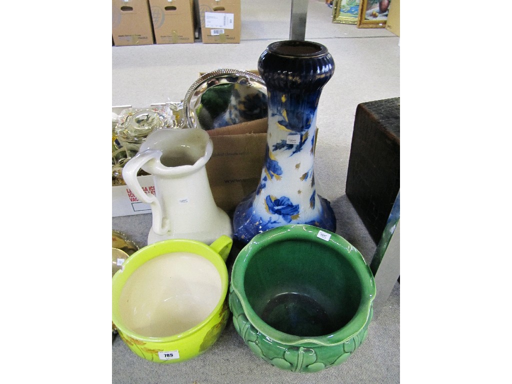 Appraisal: Lot comprising a jardinere base a ewer chamber pot etc