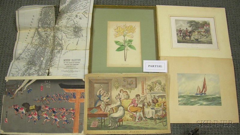 Appraisal: Lot of Seven Framed and Unframed Prints including a th