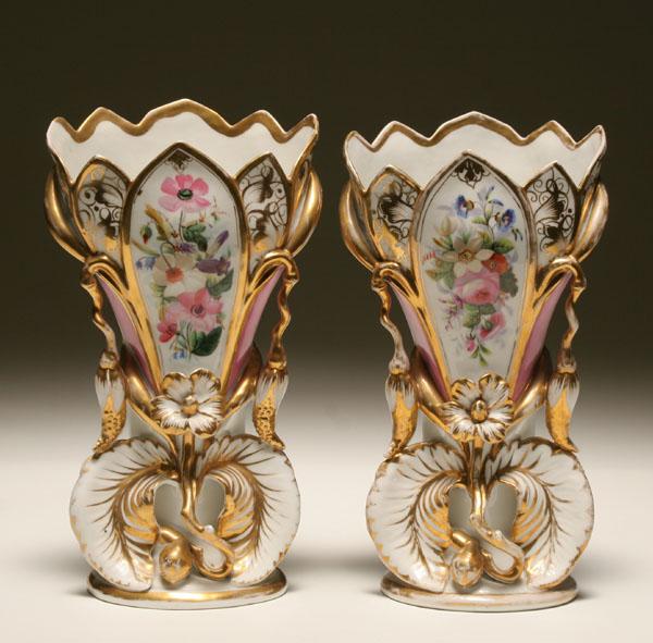 Appraisal: Pair of Continental porcelain vases with hand painted floral decoration