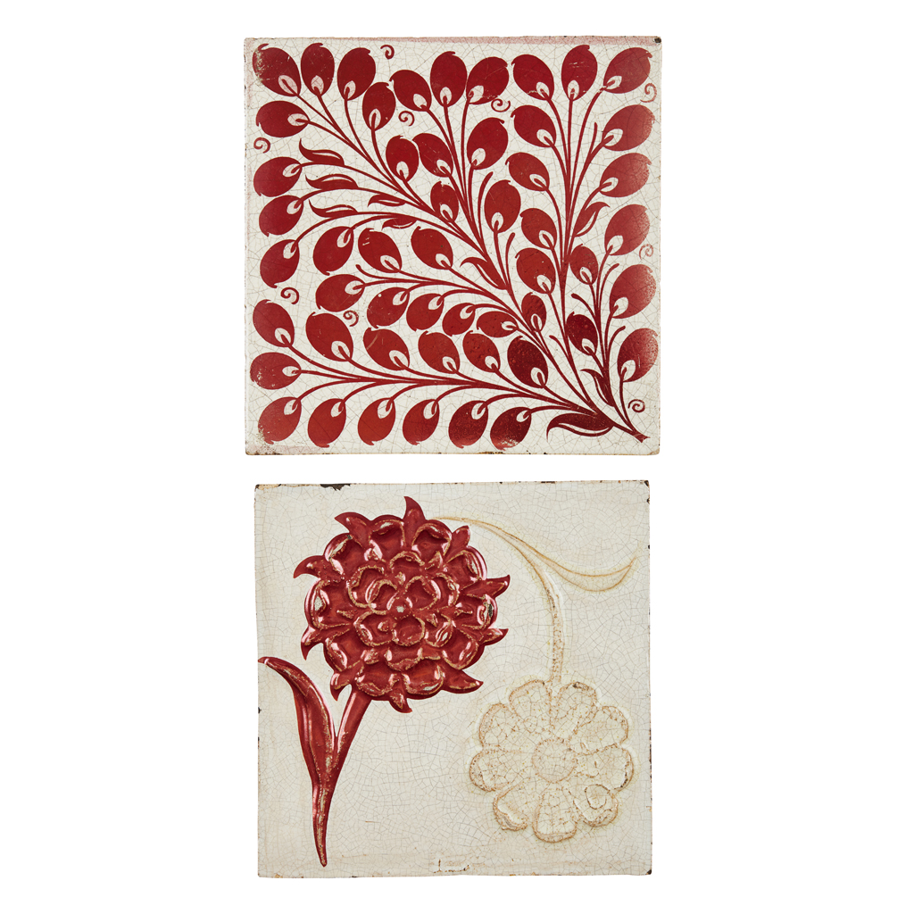 Appraisal: WILLIAM DE MORGAN - TWO RUBY LUSTRE TILES S S