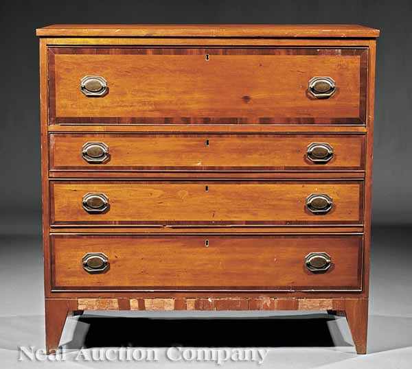 Appraisal: An American Federal Inlaid Cherrywood Chest of Drawers early th