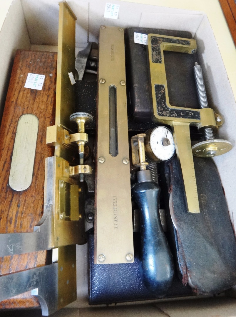 Appraisal: A Troughton Simms brass micrometer measuring caliper an early steel