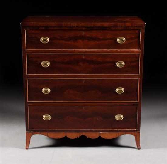 Appraisal: Federal mahogany chest of drawers Maryland circa four graduated long