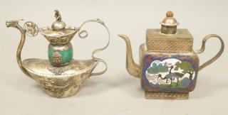 Appraisal: pc Chinese White Metal Miniature Teapots e pc Chinese White