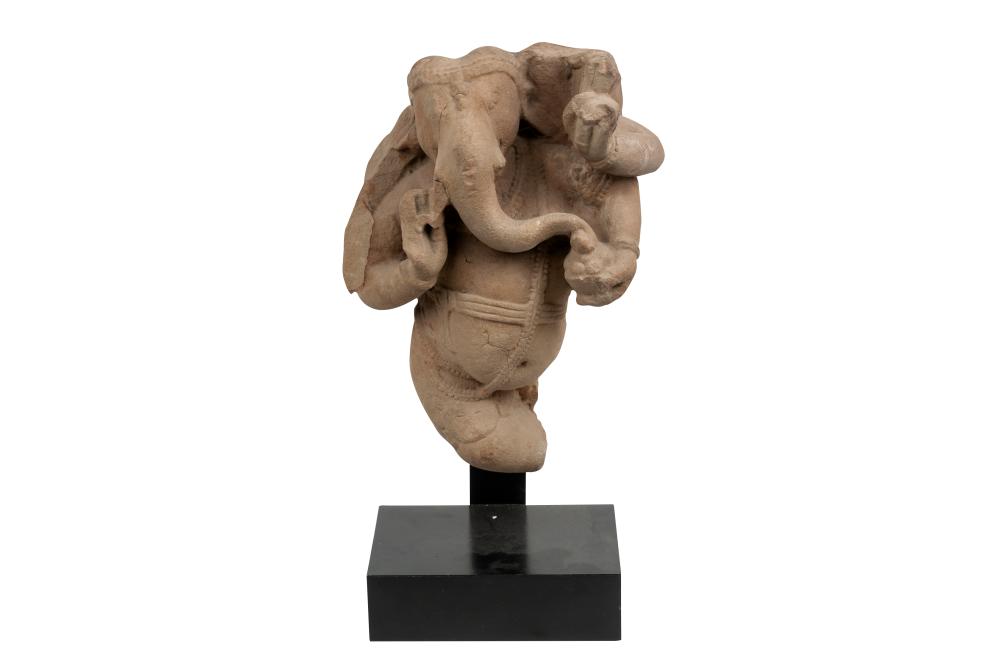 Appraisal: INDIAN CARVED STONE GANESH th or th Century Provenance with