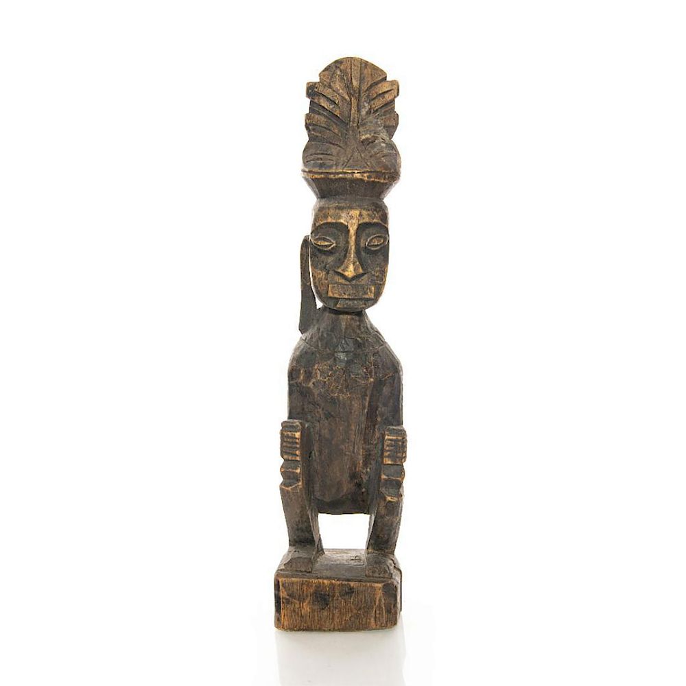 Appraisal: VINTAGE WOODEN INDONESIAN TRIBAL FOLK ART STATUE Hand carved rich