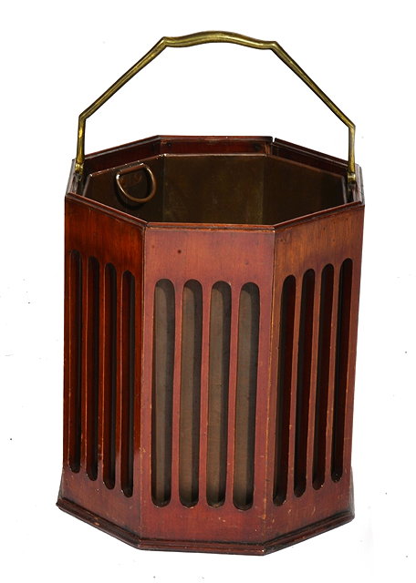 Appraisal: A GEORGE III MAHOGANY PLATE BUCKET of octagonal form with