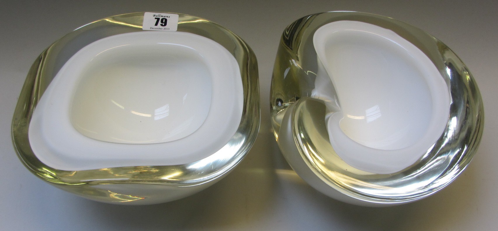 Appraisal: Two studio glass bowls with opaque white inclusion indistinctly signed