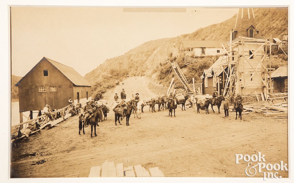 Appraisal: Large photograph of an early western settlement Large photograph of