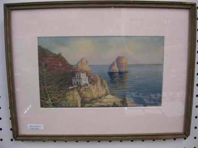 Appraisal: H Fuscay Watercolor fine coastal scene image area '' x