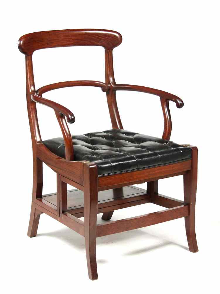 Appraisal: LIBRARY CHAIR - Finely crafted rosewood metamorphic folding library chair