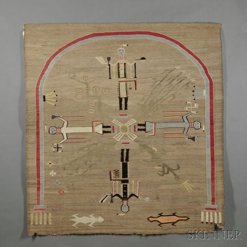 Appraisal: Navajo Sand Painting Textile c s with four spirit figures