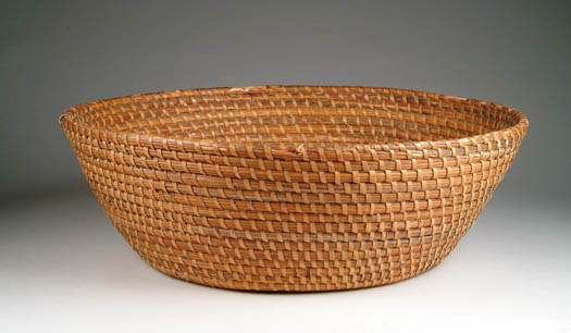 Appraisal: ROUND UTILITY BASKET Made of coiled rye straw circular bowl