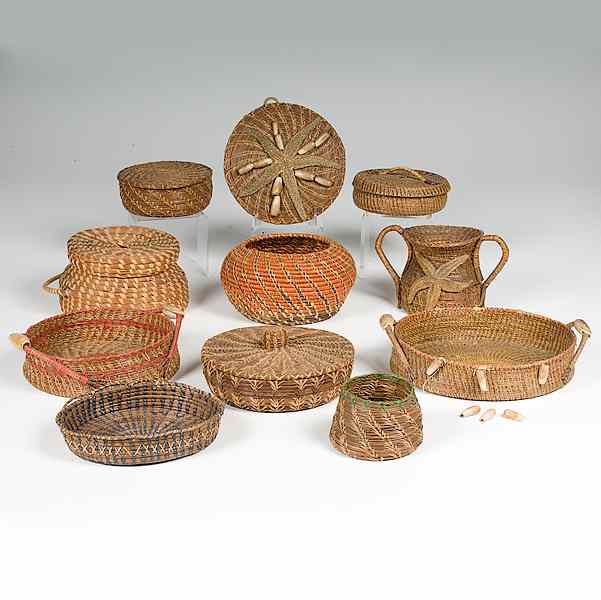 Appraisal: Seminole and Coushatta Sweetgrass Baskets lot of sizes range from