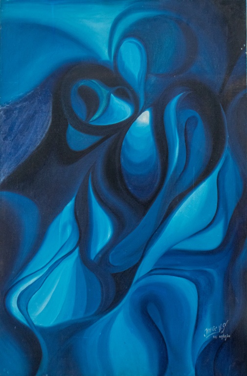 Appraisal: JORGE VARGAS ABSTRACT IN BLUE OIL ON CANVAS Jorge Vargas