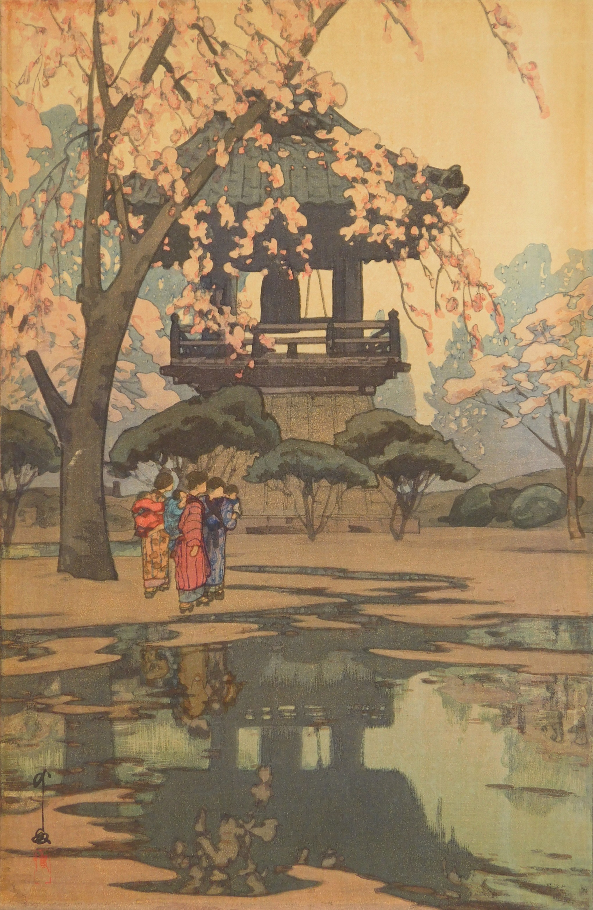 Appraisal: Hiroshi Yoshida - ''In A Temple Yard'' Yoshida - woodblock