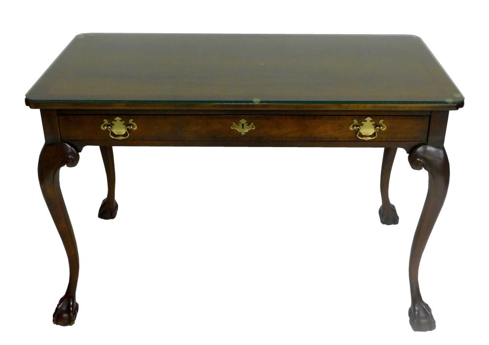 Appraisal: Chippendale style writing desk by Baker th C banding and