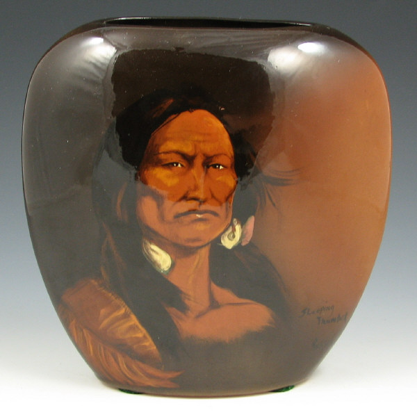 Appraisal: Wisecarver Sleeping Thunder Inidan Portrait Vase Rick Wisecarver Native American