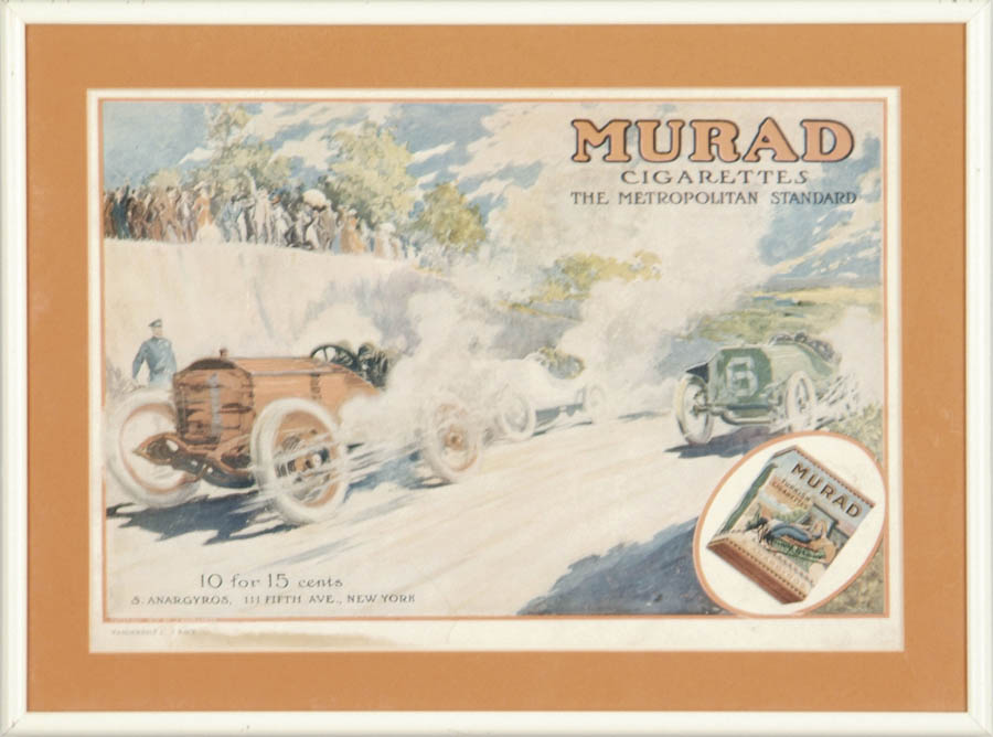 Appraisal: FRAMED MURAD AD Modern reproduction of an earlier Murad Cigarette