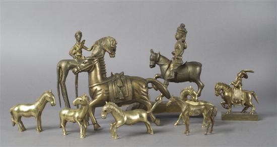 Appraisal: A Collection of Brass and Copper Horses Width of widest